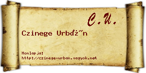Czinege Urbán névjegykártya